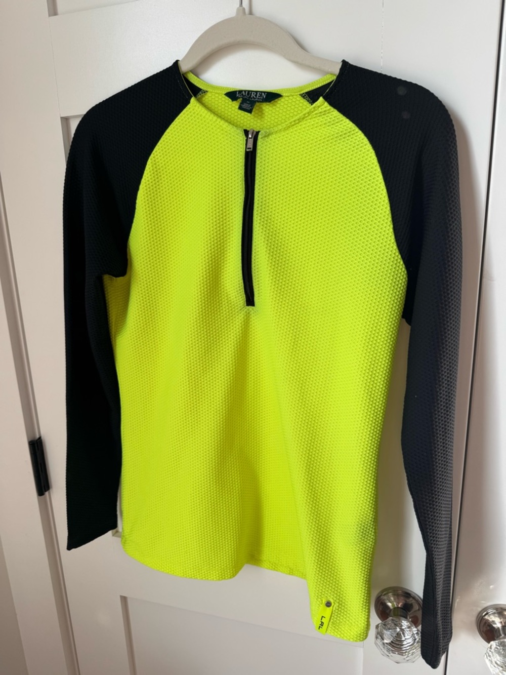Lauren Ralph Lauren Neon Yellow & Black Quarter Zip Performance Top size M